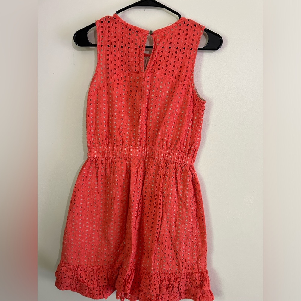 Peter Som Vintage Eyelet Sleeveless Orange Mini Dress Hippie Grunge - Picture 5 of 7